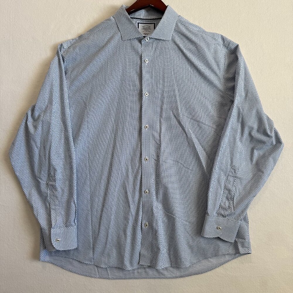 Charles Tyrwhitt Dress Shirt Mens XXXL White Blue Circle Button Down Classic Fit